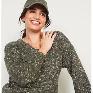 NWT Old Navy Knitted Cotton-Blend Sweater; Speckled Green; Medium (Regular)